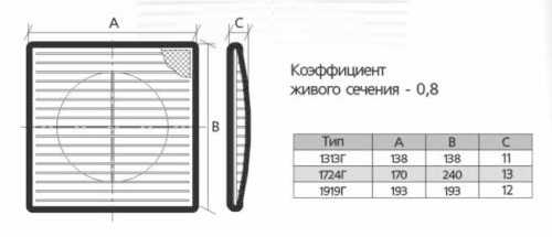 Вентиляционная решетка ЭРА 1313Г Вентиляционная решетка ЭРА 1313Г